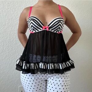 Y2k Zebra Print Victorias Secret Lingerie Mesh Top